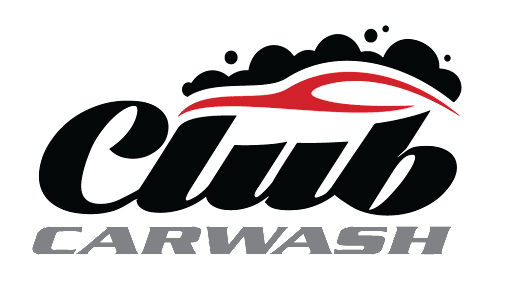 Club Carwash logo with black stylized text and a red and white car outline.