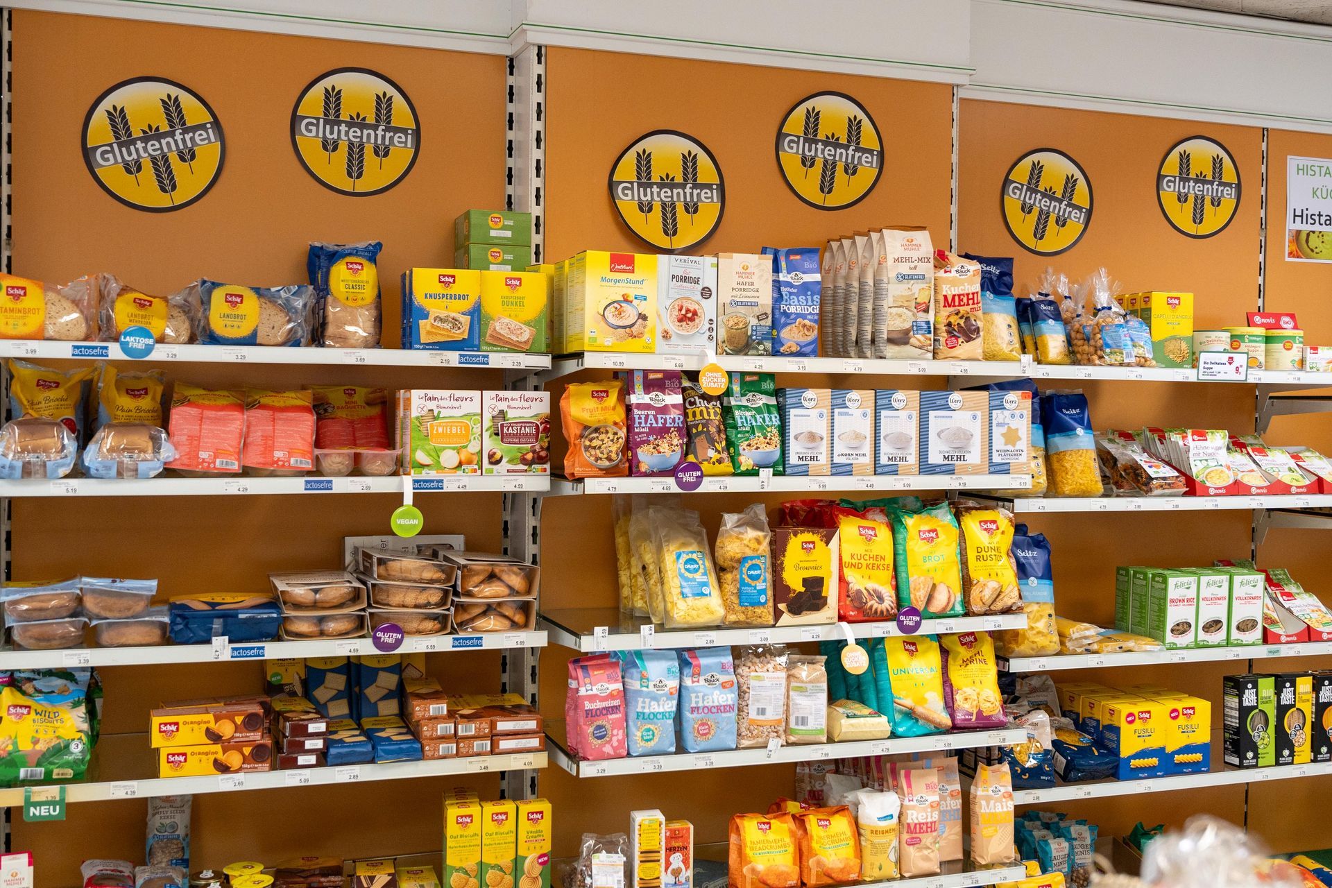 Regal glutenfreie Produkte