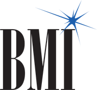 BMI logo with black serif letters and a blue starburst above the I