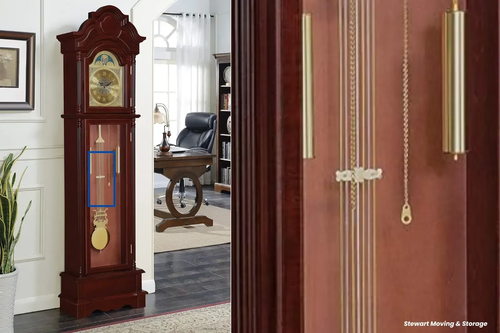 Secure the Chains or Cables to move grandfather clock easier