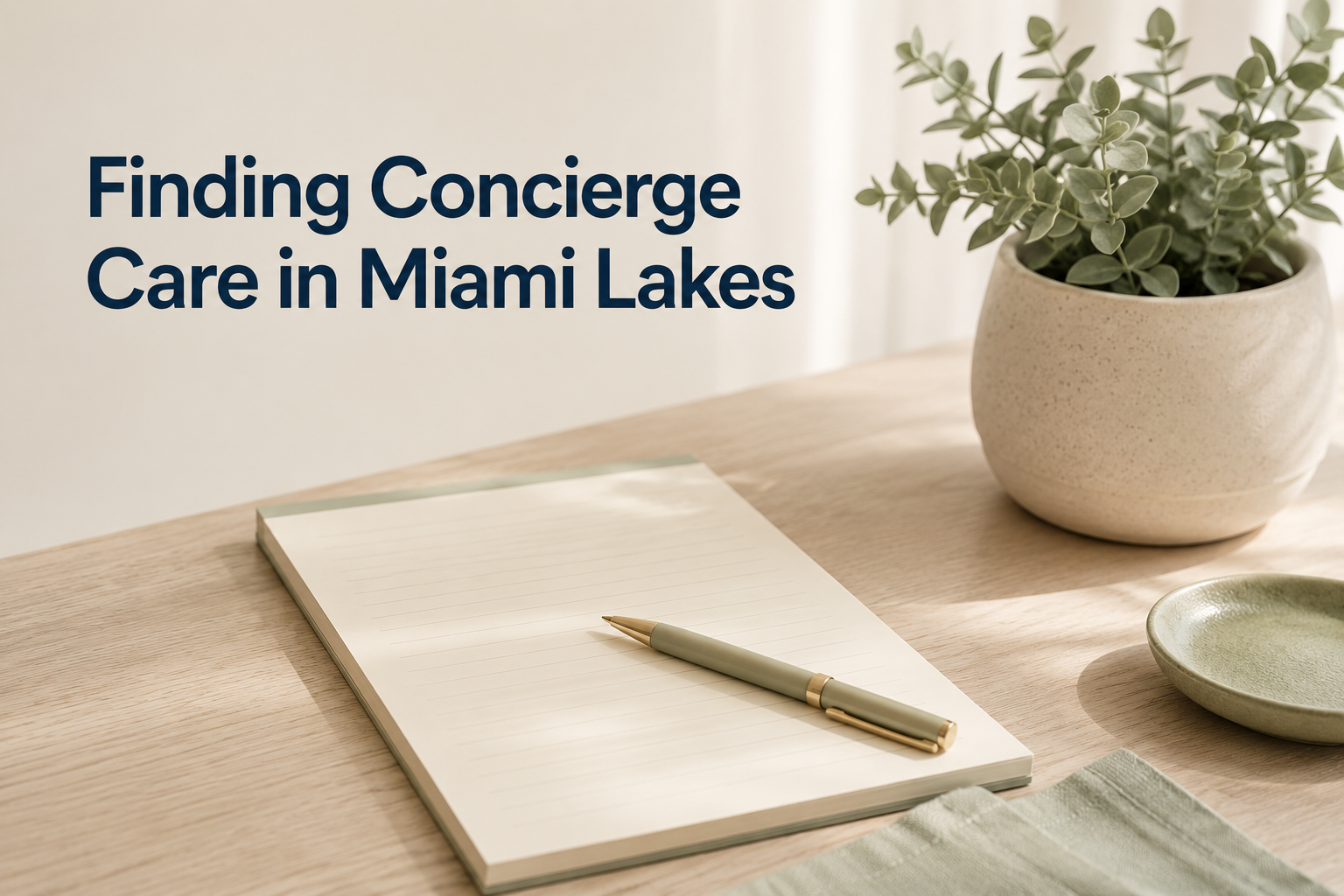 Consultation desk setup representing how to find the right concierge nurse practitioner in Miami Lakes