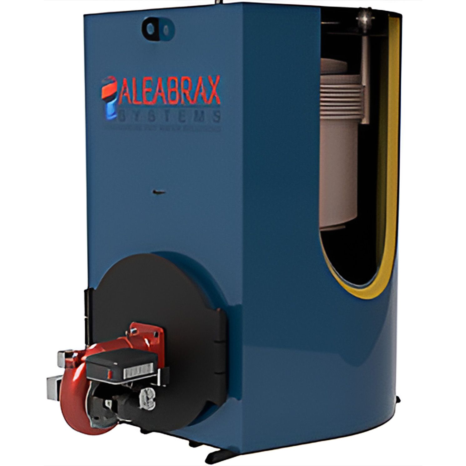 A Blue Aleabrax Systems Boiler With a Red Wheel — FNQ Hot Water In Mareeba, QLD
