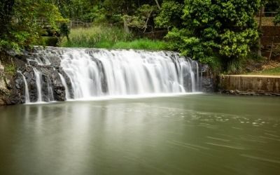 A Waterfall is Surrounded by Trees and a Body of Water — FNQ Hot Water In Atherton, QLD