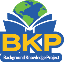 Logo: globe above open book, 