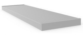 Un filtre à air rectangulaire gris à surface quadrillée, sur fond blanc.