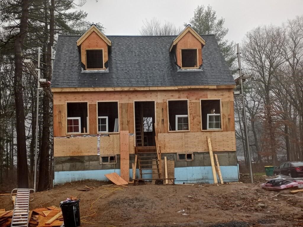 A house is being built in the middle of a forest