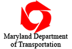 the maryland department of transportation logo is a red circle with arrows pointing in opposite directions .