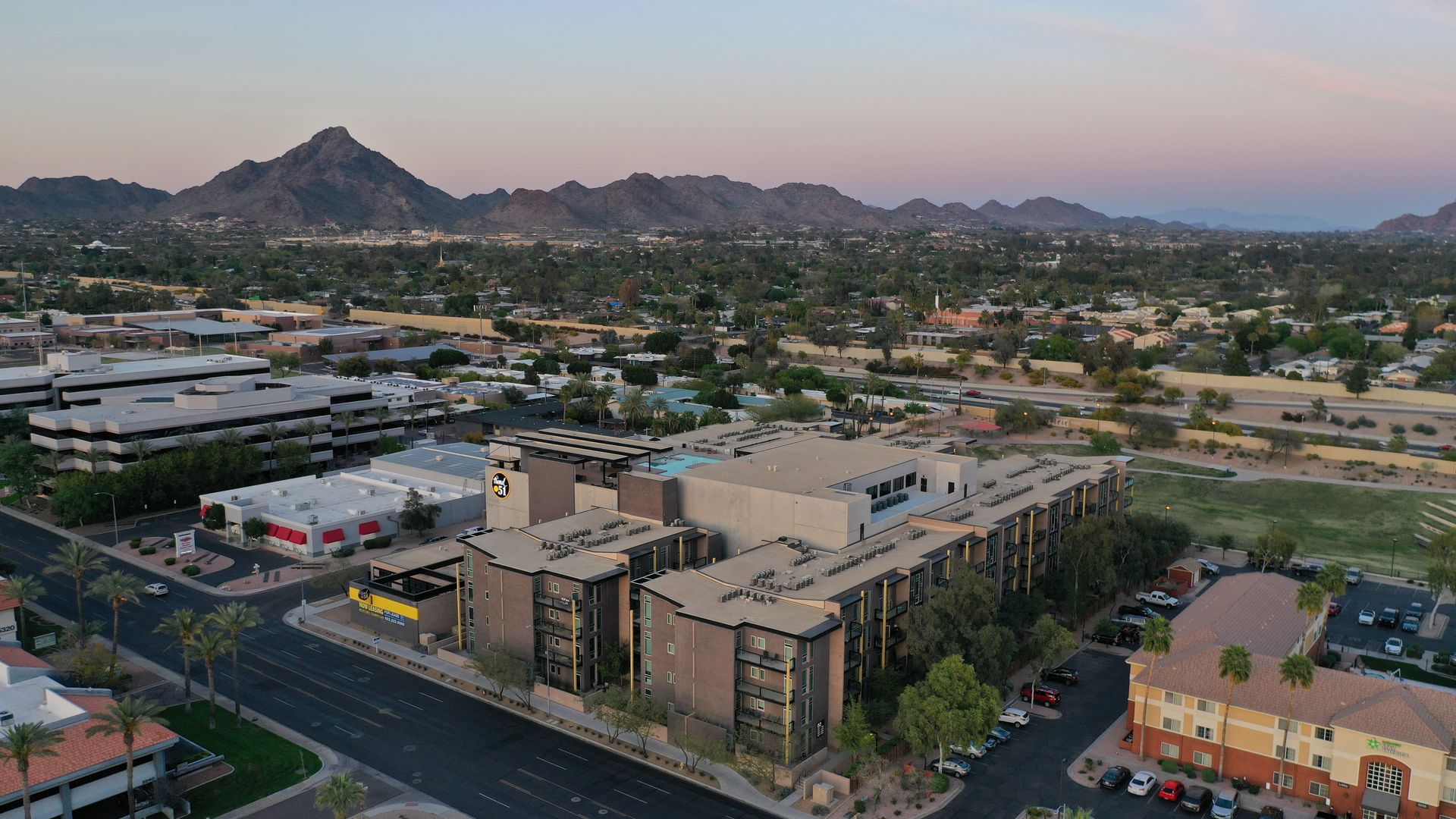 View of entire property at The Trend at 51 Apartment Homes in Phoenix, AZ.