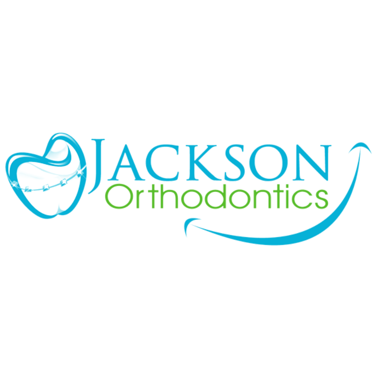 Jackson Orthodontics logo with blue tooth icon and green text