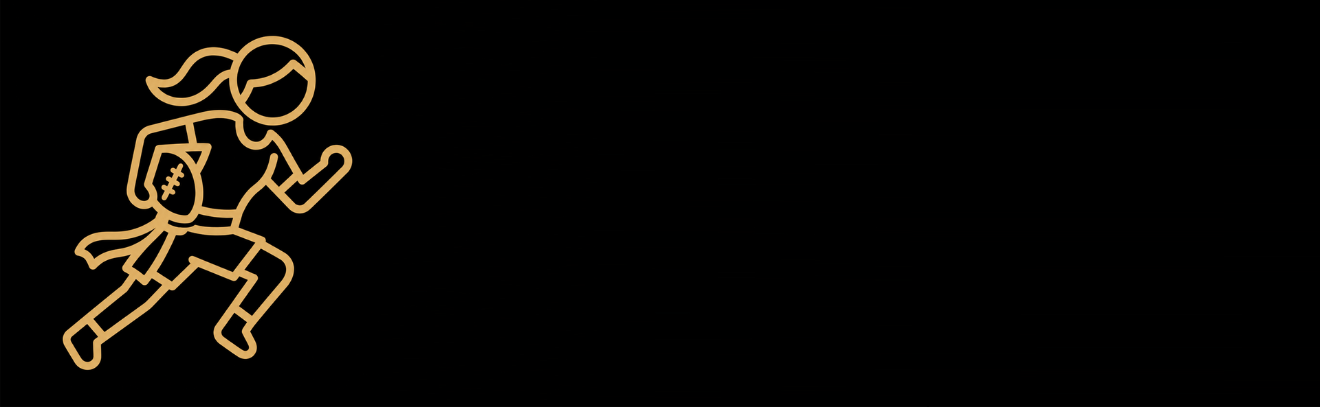 Orange outline of a running person icon on a black background
