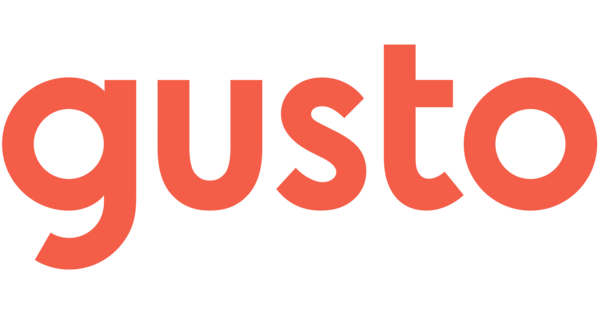 Gusto logo in coral against a white background; sans-serif font.