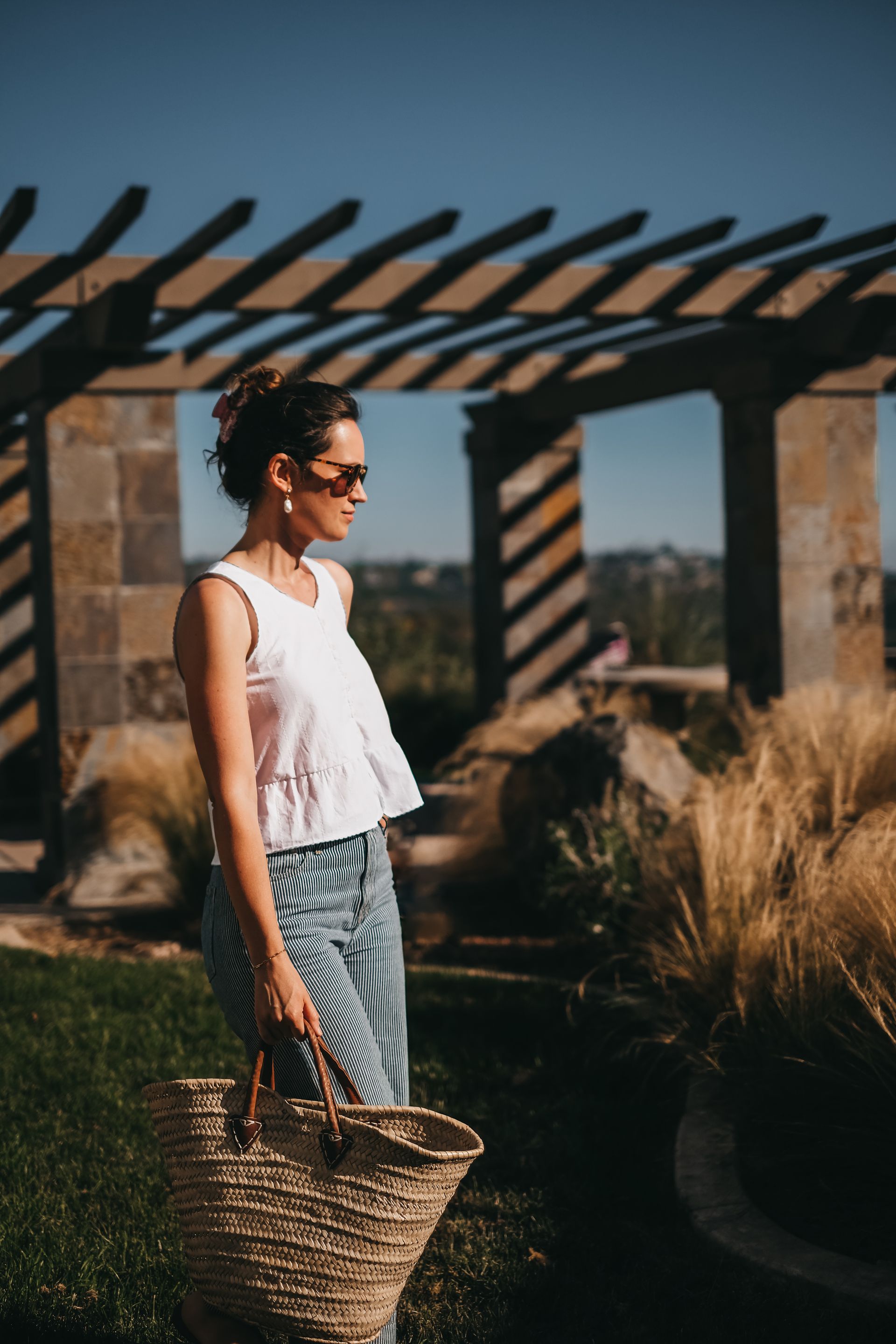 white summer blouse, sezane dupe, summer outfit, sewing project