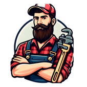 A man with a beard and mustache is holding a wrench.
