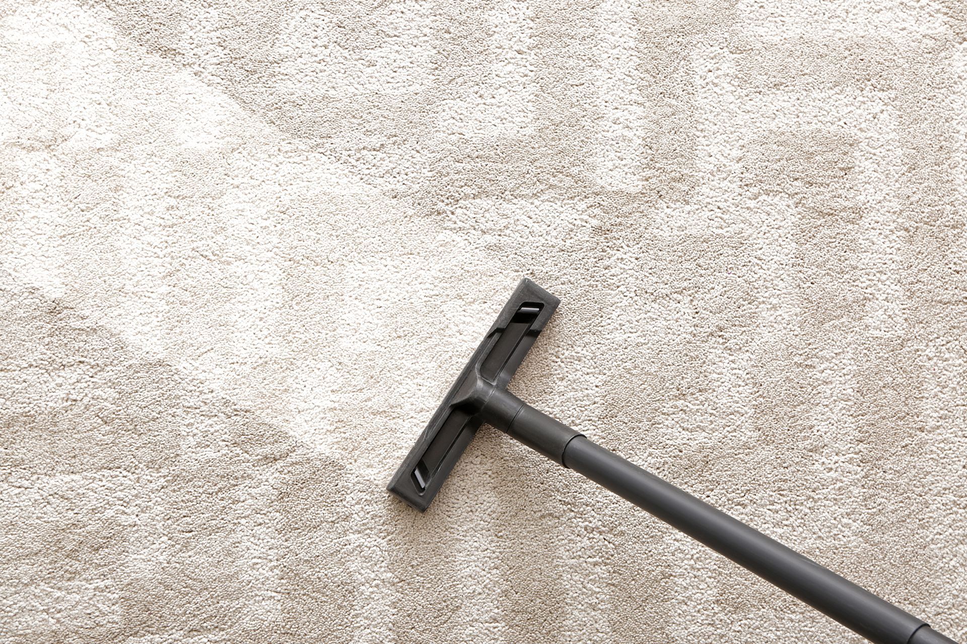A vacuum cleaner is being used to clean a carpet.