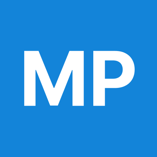 White “MP” letters on a blue square background.