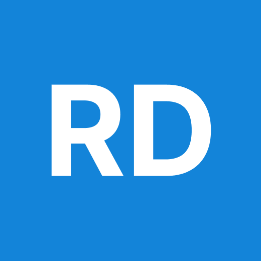 White “RD” letters on a blue square background.