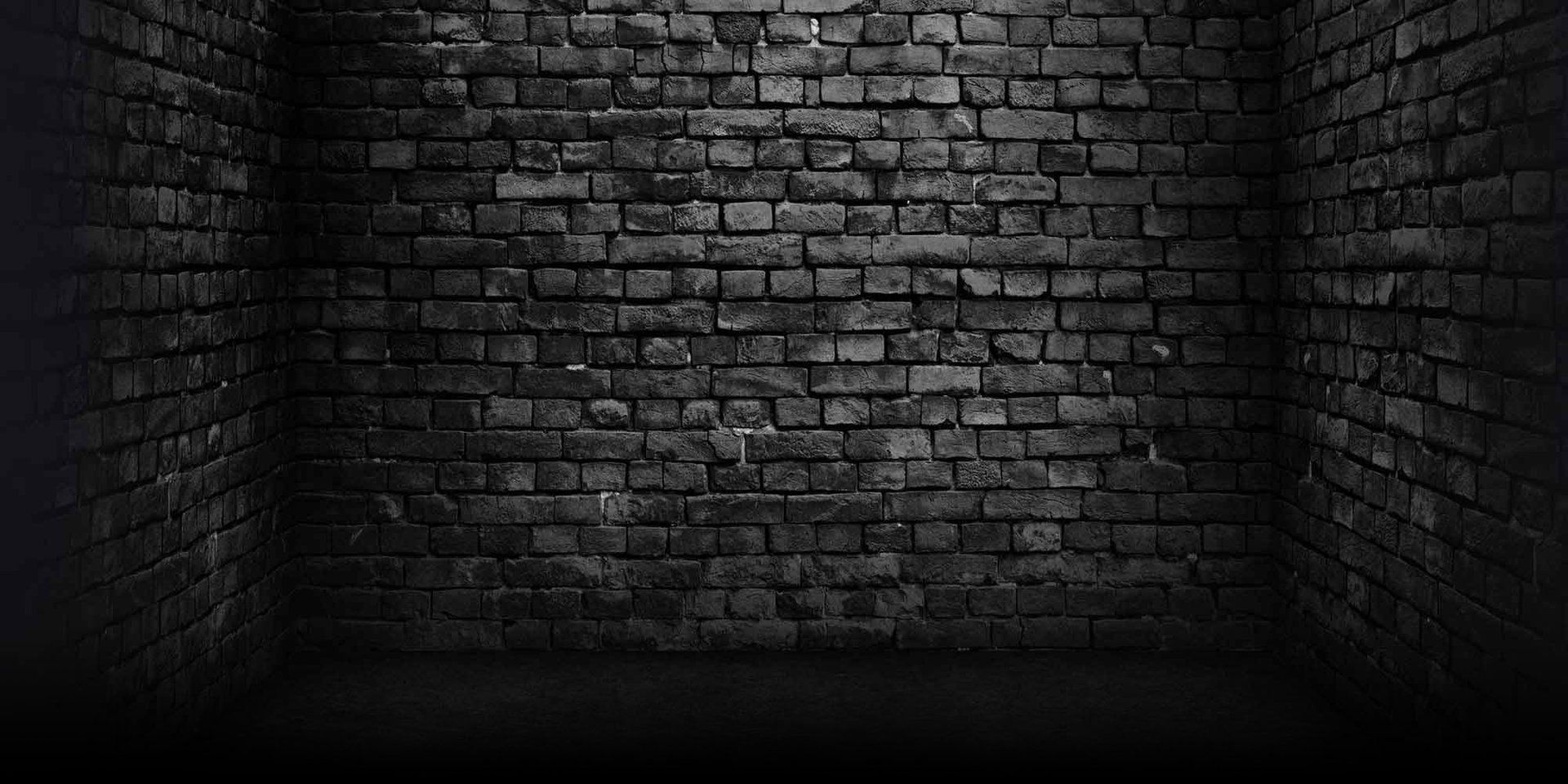 Dark brick walls forming a room or alcove.