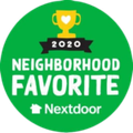 A green circle with the words `` neighborhood favorite '' on it.