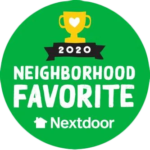 A green circle with the words `` neighborhood favorite '' on it.