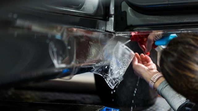 Paint protection on a rocker panel of a corvette