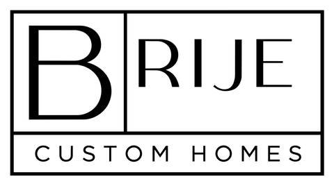 Brije Custom Homes logo in black serif and sans-serif text on a white background