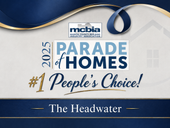 2025 Parade of Homes #1 People’s Choice award graphic for The Headwater, in blue and gold