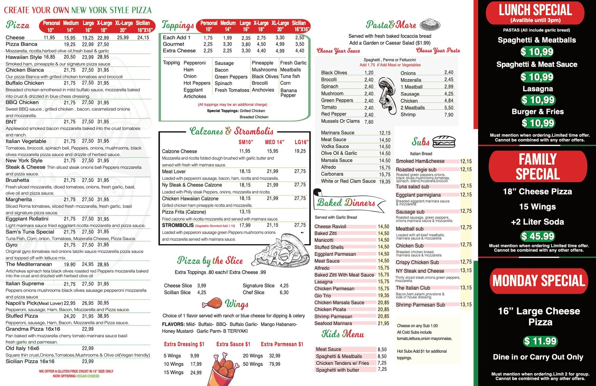 Napoli Italian Pizzeria Menu 2026