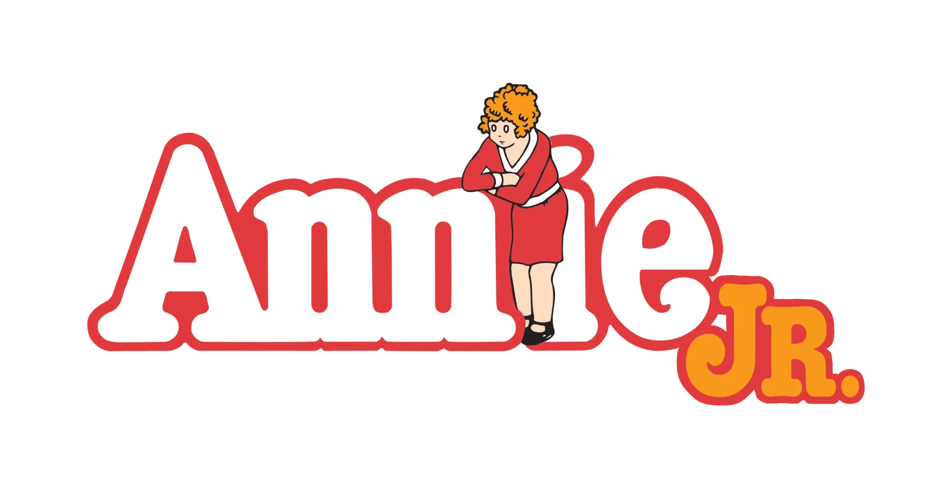 Annie Jr. logo in red and orange, with Annie standing on the wordmark