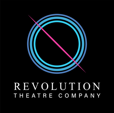 The logo for revolution theatre company is a circle with a pink line through it.