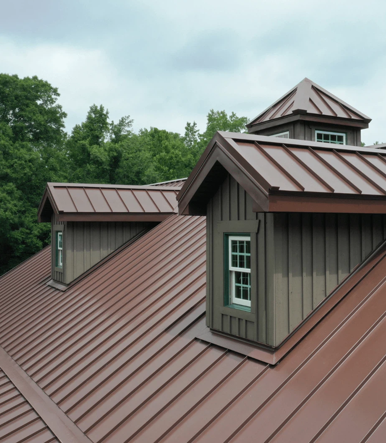 red metal roof on a home