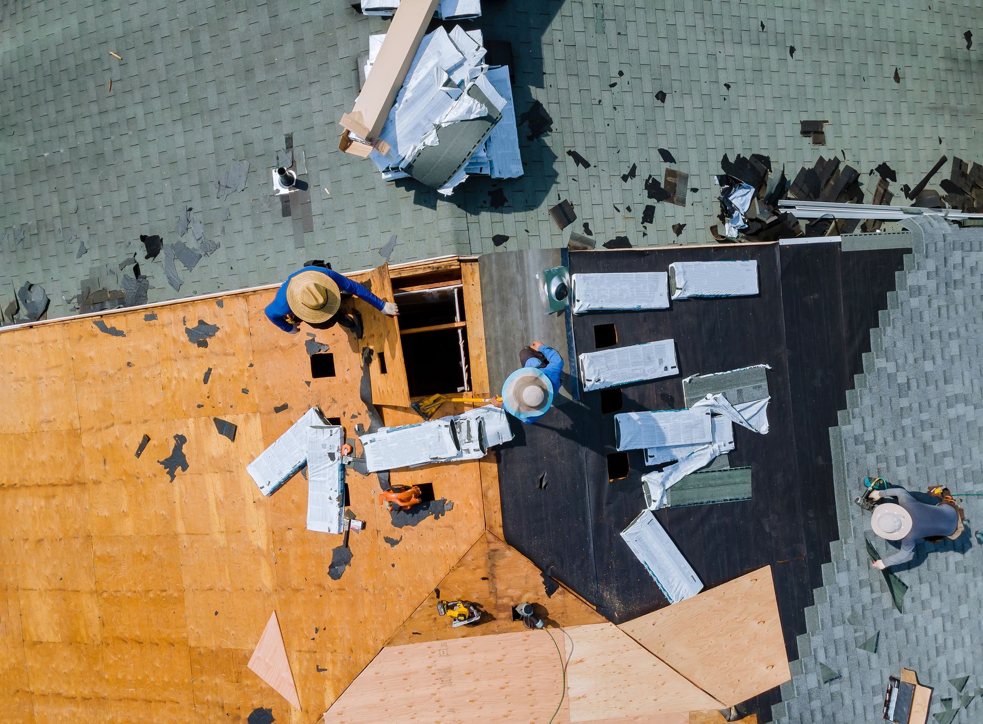 a roof being replaced