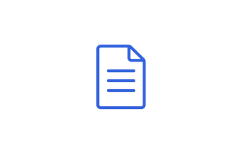 Blauw omlijnd documentpictogram met omgevouwen hoek en horizontale lijnen