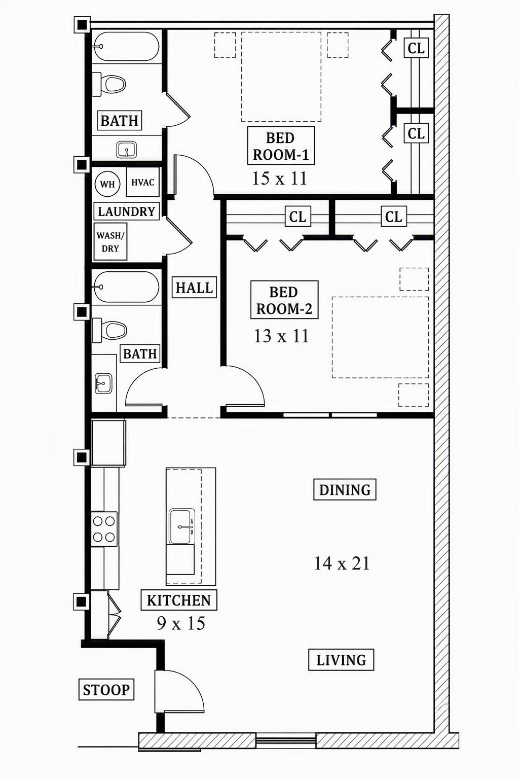 The Maggie 2 bedroom unit