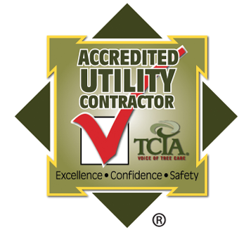 TCIA Accredited Utility Contractor logo with gray, green, yellow and red design and “Excellence, Confidence, Safety” text