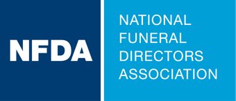 NFDA logo with white initials on blue beside “National Funeral Directors Association” text