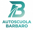 Logo color verde acqua di Autobrocoola Barbaro con lettere AB stilizzate e testo “AUTOSCUOLA BARBARO”