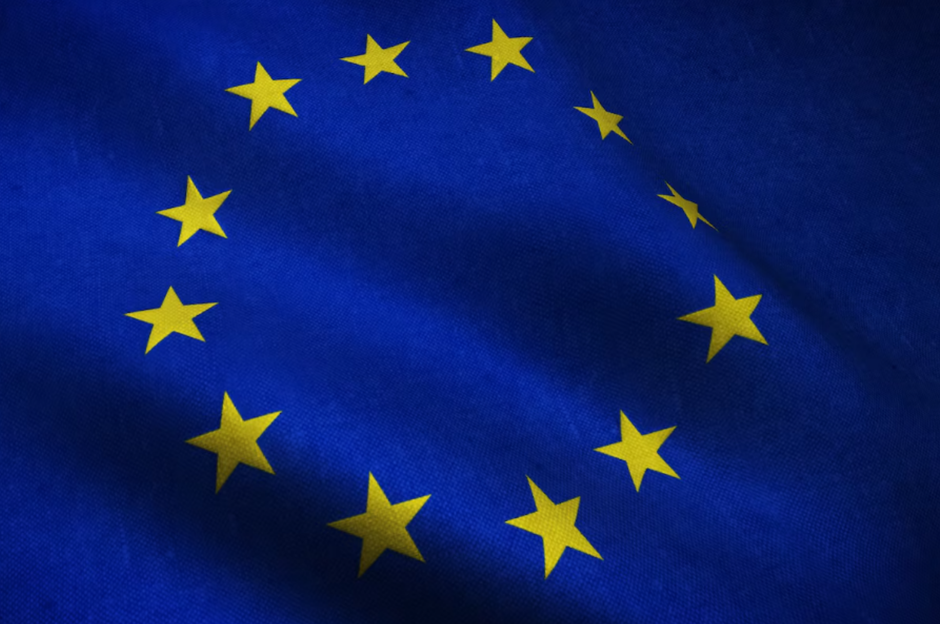 Bandiera blu dell'Unione Europea con stelle gialle disposte in cerchio