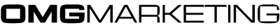 OMGMARKETING logo in bold black text with a lime green accent line on white background