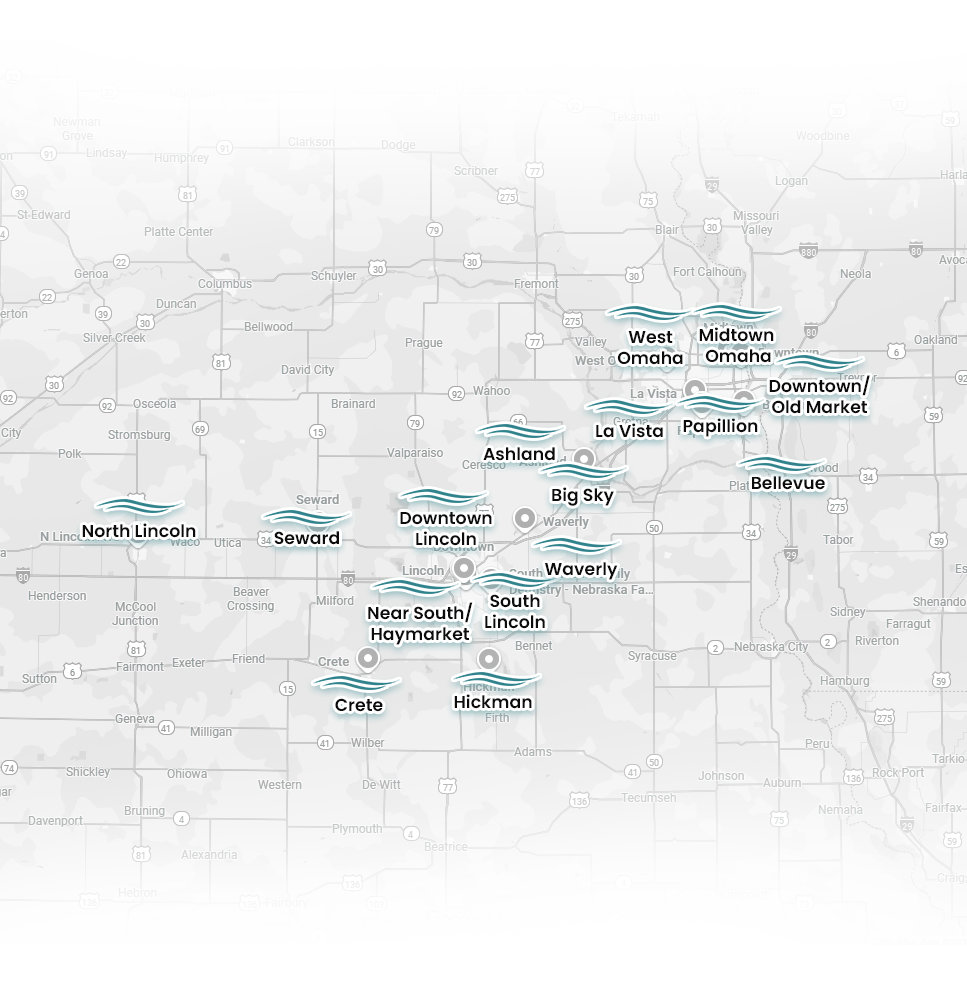 Map of Cincinnati area neighborhoods labeled in teal on a light gray background.