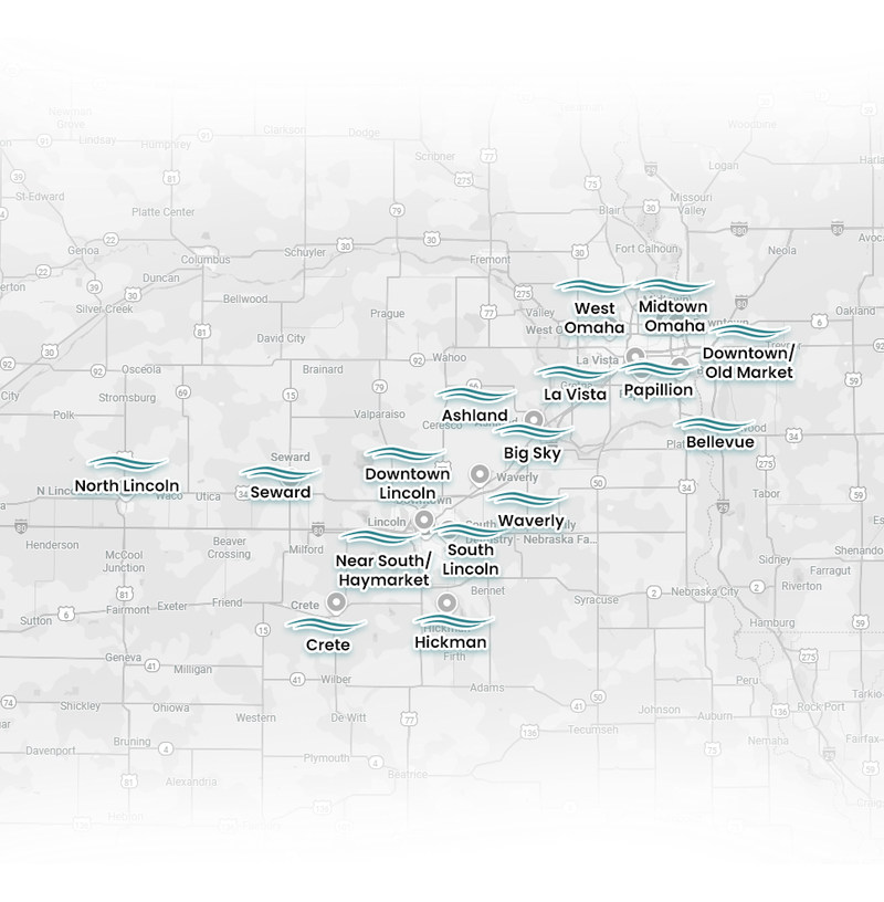 Map of Cincinnati area neighborhoods labeled in teal on a light gray background.