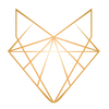 Golden geometric fox head outline.
