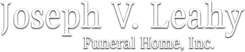 Joseph V. Leahy Funeral Home, Inc. logo in gray serif text on a white background