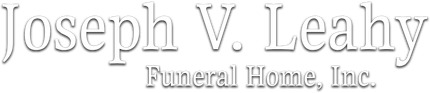 Joseph V. Leahy Funeral Home, Inc. logo in gray serif text on a white background
