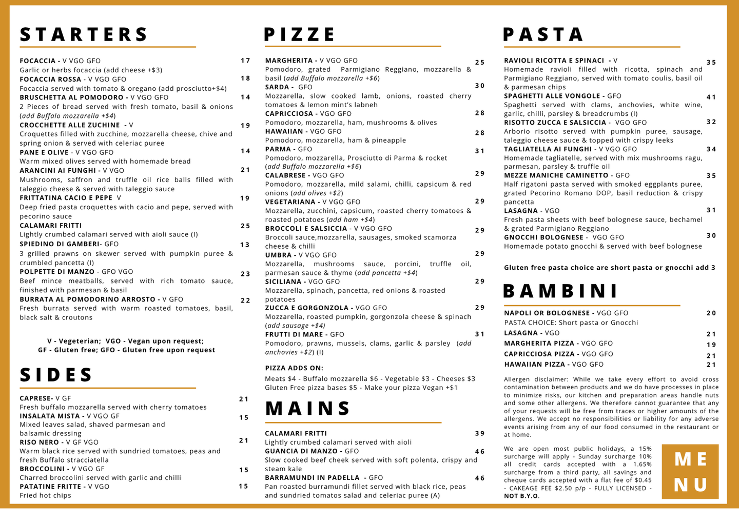 MENU - Il Caminetto