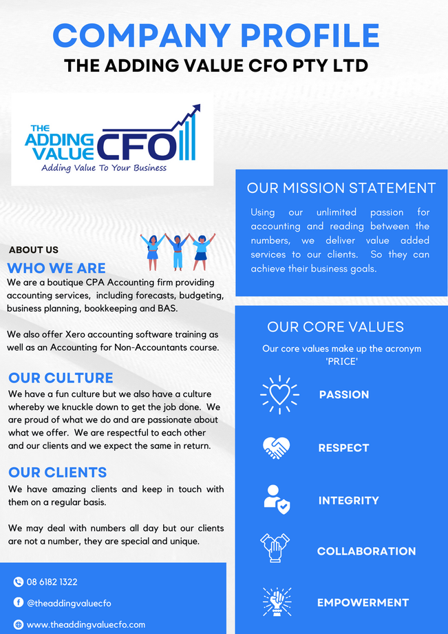 A company profile for the adding value cfo pty ltd