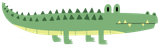 A cartoon illustration of a green crocodile with sharp teeth.
