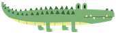 A cartoon illustration of a green crocodile with sharp teeth.