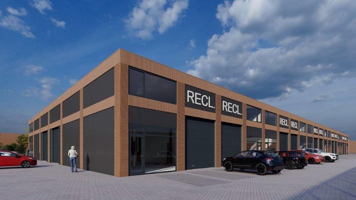 Zijaanzicht bedrijfspand Fluorweg Amersfoorst