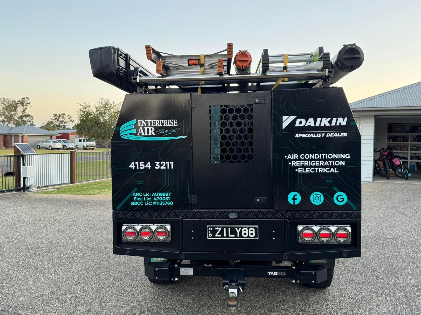Back of A Black Daikin Air-Conditioning Service Truck — Enterprise Air That's Cool In Svensson Heights, QLD