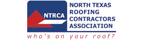 NTRCA logo with red roof icon and text “North Texas Roofing Contractors Association” and “Who’s on your roof?”